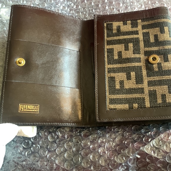 Fendi tri fold long wallet canvas and leather - Picture 6 of 10